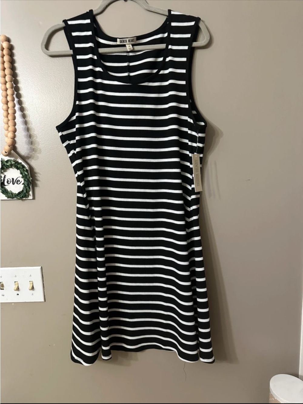 Derek Heart Black and White Striped Tank Dress